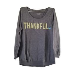 Women's Dreamr Thankful Gray Long Sleeve Sweatshirt size Medium